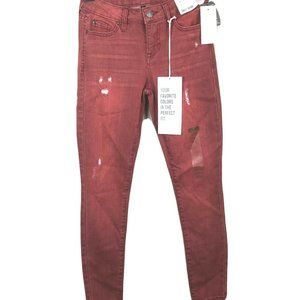 Celebrity Pink Red Colored Distressed Skinny Jeans